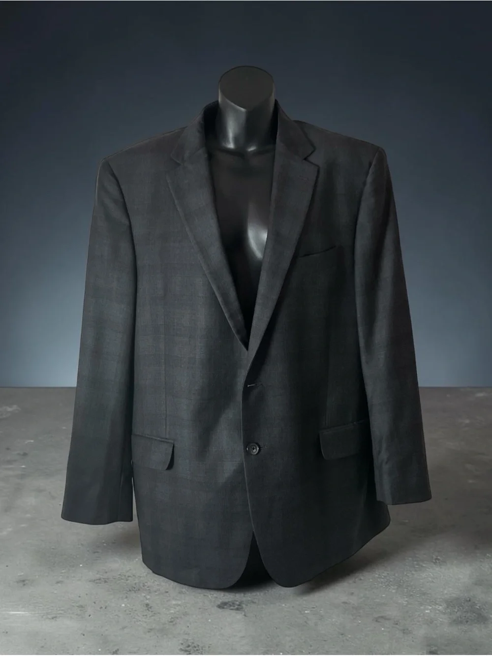 2PC Ermenegildo Zegna Black Single-Breasted Men's dark grey suit 43R/36R